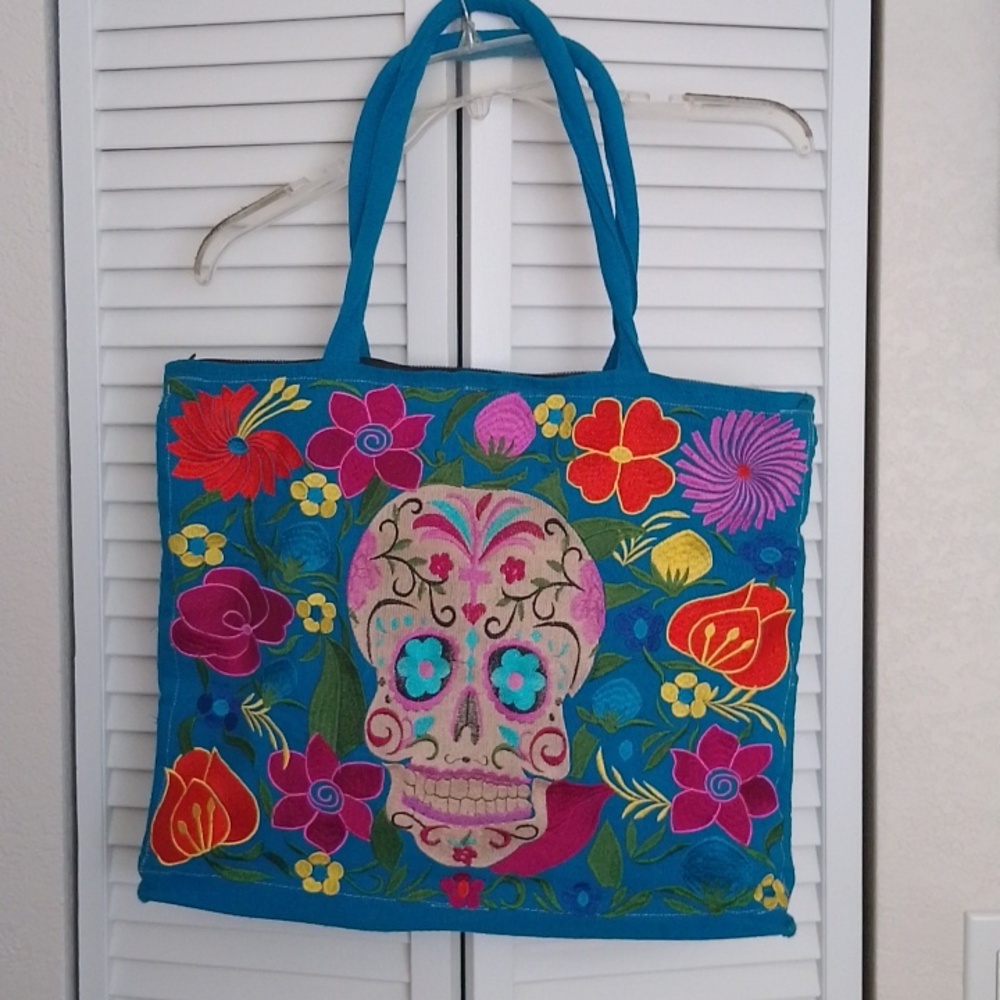 "Day of the Death" Mexican  embroidered bag.